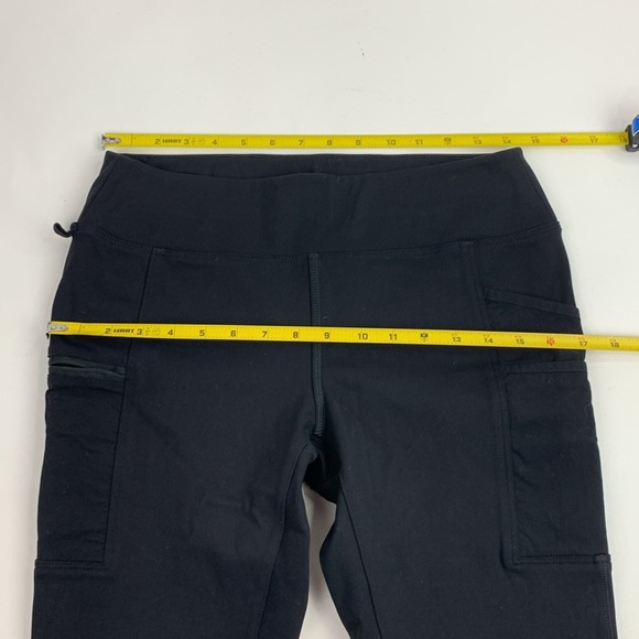 Carhartt Fitted Black Crop Capri leggings Sz Small Side Pockets Zip Compression - Picture 11 of 15